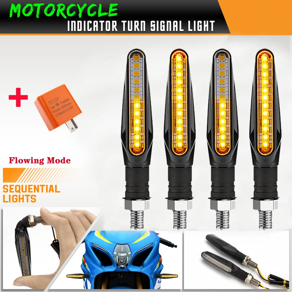 Indicatori di direzione a LED per moto Indicatori direzionali Indicatori ambra Lampeggiatore che scorre Indicatori di direzione 12LED Luci lampeggianti per moto