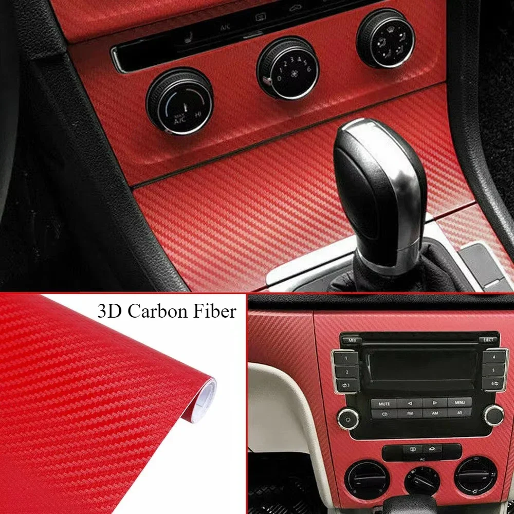 30CMX127CM 3D rouge en Fiber de carbone vinyle feuille d