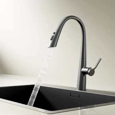 Gun gray kitchen faucet zinc body stainless pipe kitchen faucet hot and cold pull out kitchen mixer