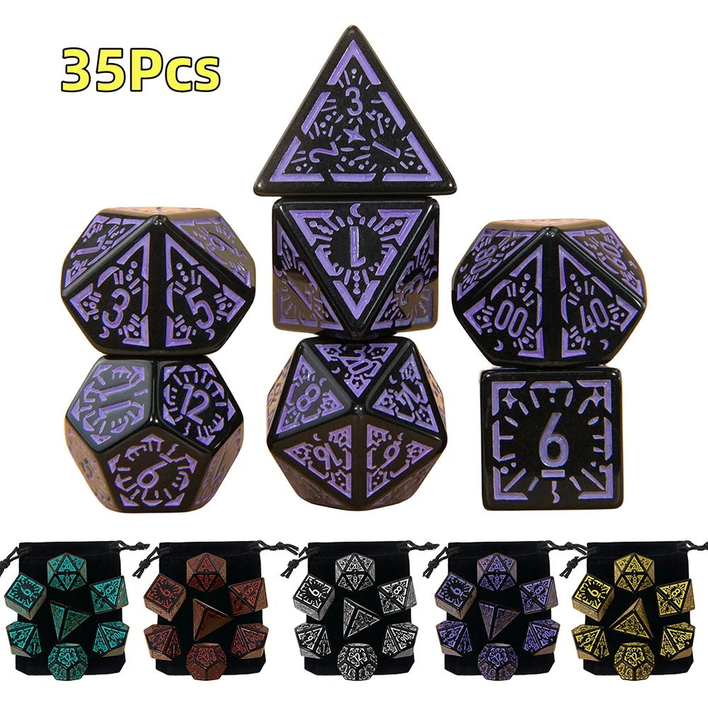 35/21/7 pièces jeu de dés mdn multi côtés polyédriques D4 D6 D8 D10 D12 D20 dés pour jeu de rôle jeu de société jeu de Table mathématiques RPG