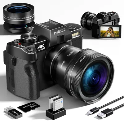 NBD Kompakte digitale Fotografie-Kamera, 4K-Wireless-Netzwerkkamera, Retro-Vlog-Recorder, YouTube, 48 MP Kamera, 3-Zoll-Flip-Screen