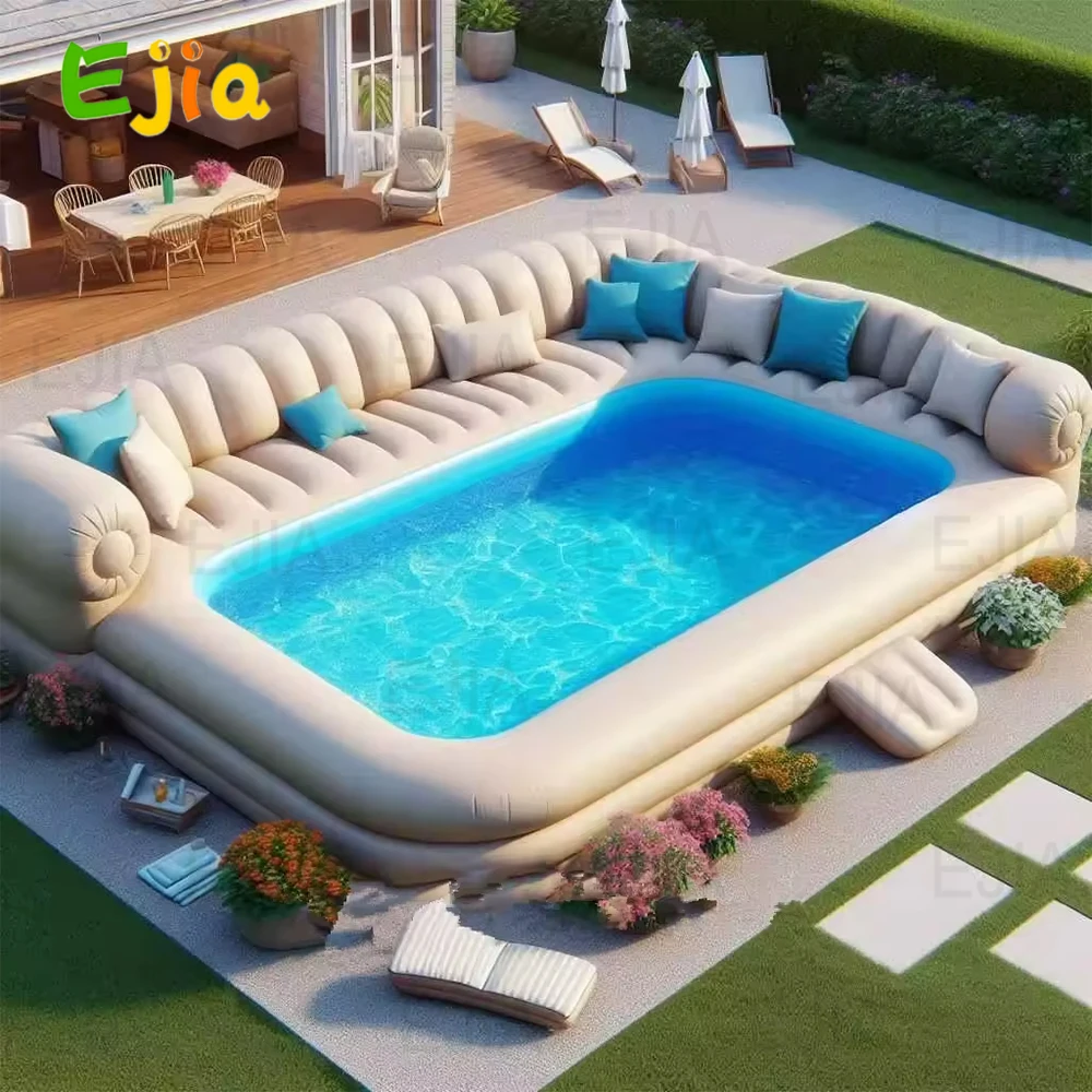 16ft-5m große Familien feier im Freien aufblasbares Sofa Pool zwei in einem Sofa & Pool Luxus Lounge Chair Schwimmbad für Kinder Erwachsene Image
