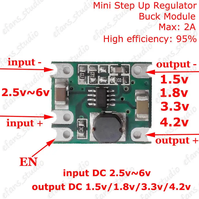 Mini DC-DC Buck Abwärtswandler-Stromversorgungsmodul 1,5 V 1,8 V 3,3 V 4,2 V 2 A Image