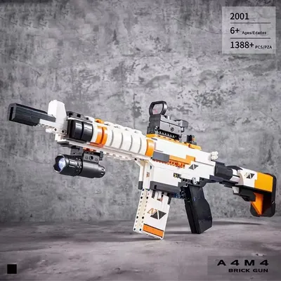 Kreative Militär M4A4 Gewehr Zusammengebautes Modell MOC Schusswaffen Waffen Maschinenpistole Bausteine Spielzeug Geschenk für Erwachsene Kinder Image