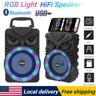 HiFi Stereo Subwoofer RGB Light HiFi Bluetooth-Compatible Speaker Support TF Card Portable Wireless