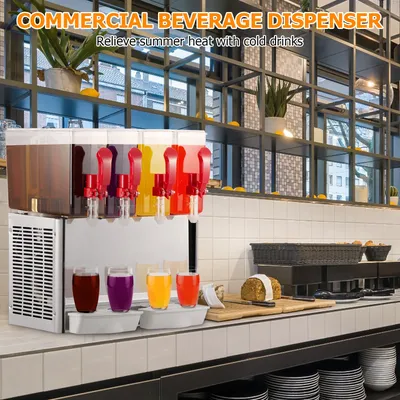 Commercial Beverage Dispenser, 4 Tanks 10.56 Gallon 40L Commercial Juice Dispenser, 10 Liter Per