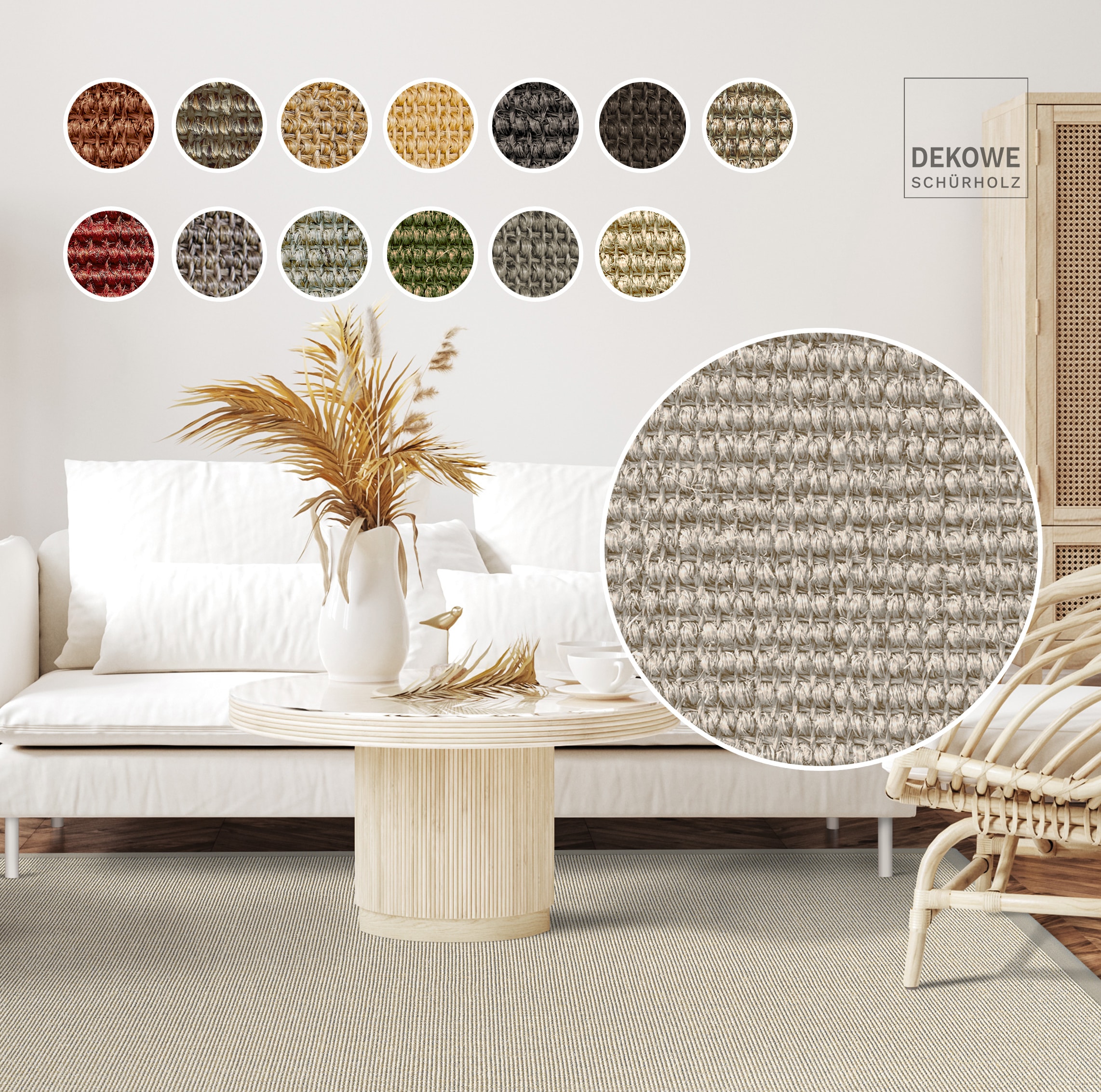 Sisalteppich DEKOWE "Mara S2 mit Bordüre", grau (kieselgrau), B:60cm H:5mm L:110cm, Sisal, Teppiche, Flachgewebe, Material: 100% Sisal, Wohnzimmer, Kundenliebling Image