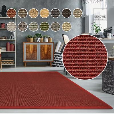 Sisalteppich DEKOWE "Mara S2 mit Bordüre", rot (rot, meliert), B:67cm H:5mm L:133cm, Sisal, Teppiche, Flachgewebe, Material: 100% Sisal, Wohnzimmer, Kundenliebling Image