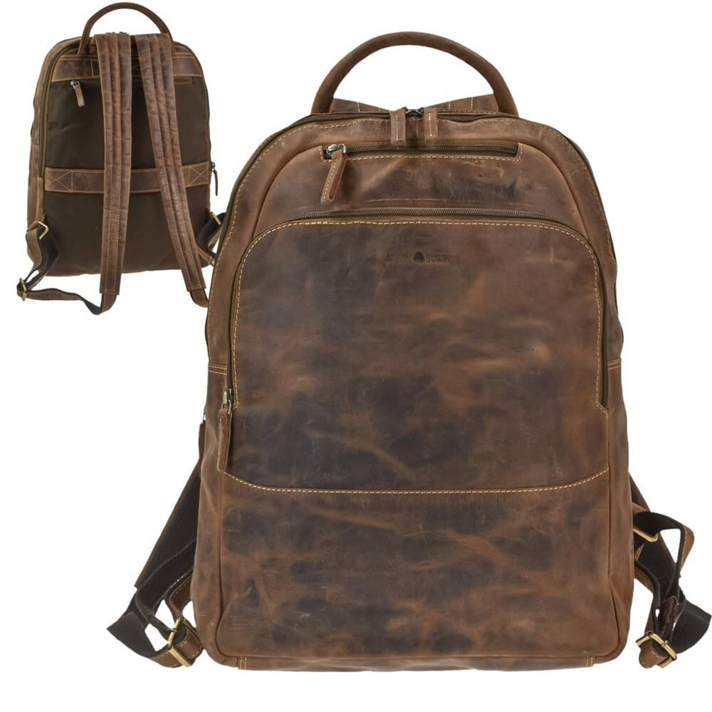 Greenburry Rucksack Leder 33x43cm Vintage braun Herren Damen mit Notebookfach Image