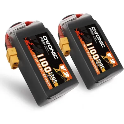 OVONIC 130C 6S 1100mah Lipo Battery 22.2V Pack with XT60 Plug for FPV Racing