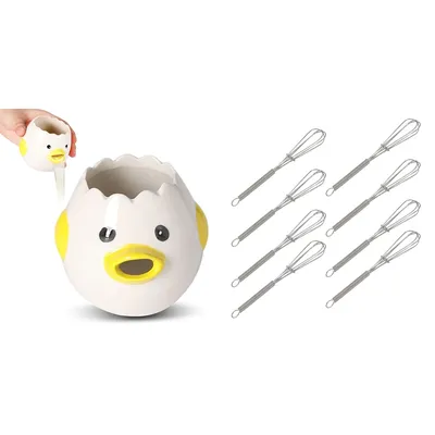 Egg Separator For Raw Eggs,Egg Yolk Separator & Small Whisk,Mini Whisk, Practical Household Small