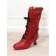 Women's Victorian Lace-Up Boots with Ruffled Trim and Floral Pattern – Gothic Vintage Style Ankle Boots for Cosplay and Costume Events