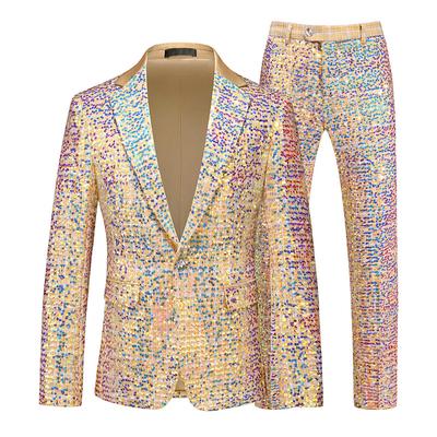 Disco 1980s Pants Outfits Suits Blazers Disco Sequins Solid Color Fancy Dress Men's Carnival Costume Masquerade Performance Party Club Adults' Coat Pants