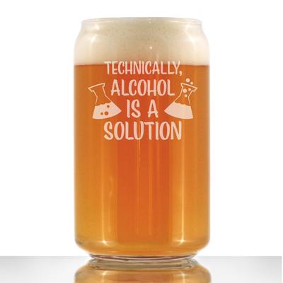 Alcohol Solution - Beer Can Pint Glass - Funny Science Gifts - 16 Ounce