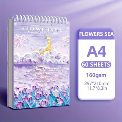 "TEMU 7.4" X 10.5" Spiral-bound Sketchbook Set, 60 Sheets Each (120gsm), Acid-free Art For Drawing, Painting, And Writing - Suitable For Beginners And Artists" Image