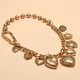 Esagera la collana a maglie con perline a forma di cuore in metallo per le donne Accessori per gioielli con collane geometriche vintage eleganti color oro