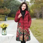 Giacca invernale donna Parka con cappuccio cappotto lungo stampa floreale cappotto invernale imbottito in cotone donna caldo addensare Jaqueta Feminina