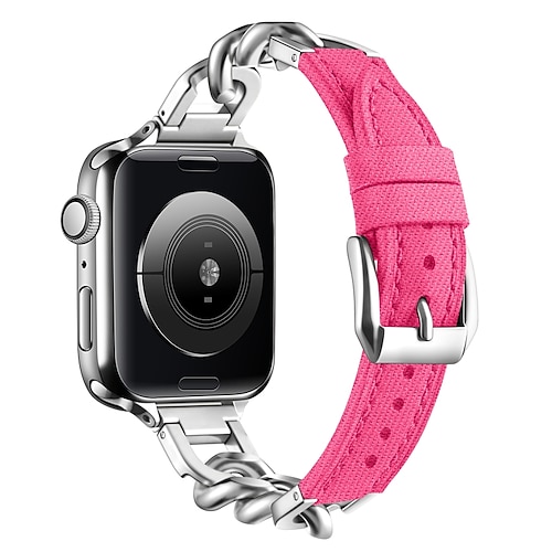 Solo-Loop Kompatibel mit Apple Watch Armband 38mm 40mm 41mm 42mm 44mm 45mm 49mm Damen Verstellbar Edelstahl Stoff Ersatzarmband für iwatch Ultra 2 Series 9 8 7 SE 6 5 4 3 2 1 Image
