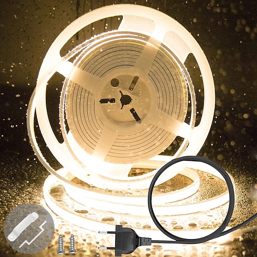 2m 5m 10m Lichtsets 240 LEDs COB 15mm 1 Set Lichterketten Zubehör 1 Set Warmweiß Weiß Netual Weiß LED Neonlichte Innen Draussen Urlaub 220-240 V 110-120 V Image