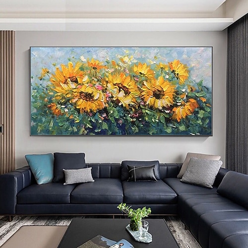 Mintura handgefertigte Blumenlandschafts-Ölgemälde auf Leinwand, Wandkunst, Dekoration, modernes Bild für die Inneneinrichtung, gerolltes, rahmenloses, ungedehntes Gemälde Image