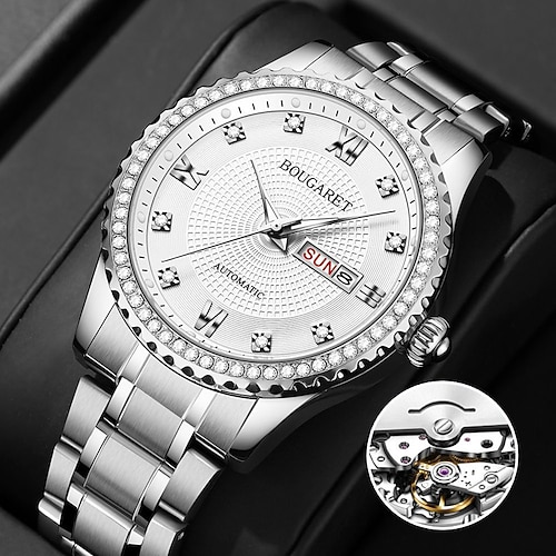 neue modische trendige hohle mineralverstärkte Glaslinse wasserdichte Nachtlichtkalender-Sonntagsanzeige Business Freizeit Sport schöne und stilvolle Herrenuhr Image