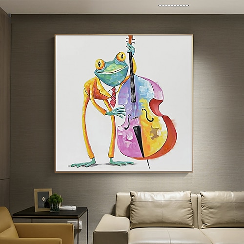 Mintura handgefertigte Ölgemälde mit Frosch-Tieren auf Leinwand, Wandkunst, Dekoration, modernes abstraktes Bild für die Inneneinrichtung, gerolltes, rahmenloses, ungedehntes Gemälde Image