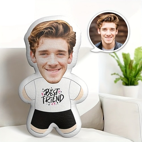 Personalisiertes Gesichtskissen, personalisiertes Fotokissen, personalisiertes Humanoidkissen, beste Freundin, individuelle Geschenkideen in verschiedenen Größen mit Einlage, Geschenk für ihn/sie/Kind/ältere Menschen, Thanksgiving Image