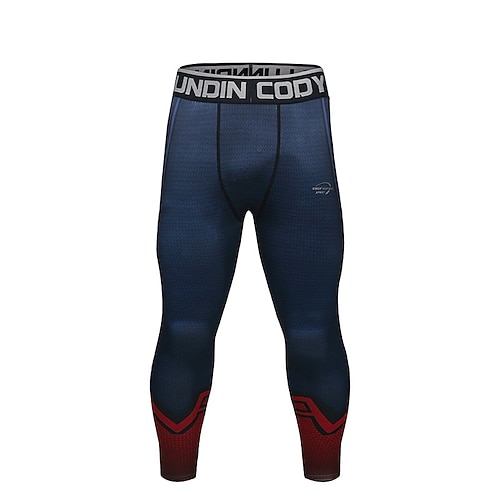 Herren Laufhose Lang Tights Running Kompressionsstrumpfhosen Patchwork Basisschicht Innen Outdoor Sport Outdoor Sommer Frühling Herbst Schnelltrocknend Weich Kompression Schweißableitend Power Flex Image