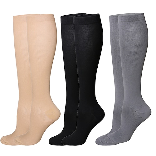 Yoga Socken 3 Paare Herren Damen Kompressionssocken Rutschfest Atmungsaktiv Schweißableitend Komfortabel Fitnesstraining Basketball Fussball Laufen Joggen Sport Einfarbig Modisch Polyester Schwarz Image