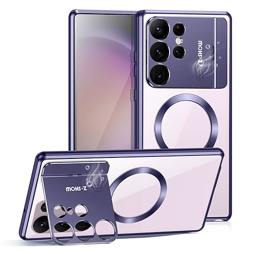 Handy Hülle Handyhüllen Für Samsung Galaxy S26 Ultra Plus S25 Ultra Plus S24 S23 S22 Magnetische Adsorption Mit Magsafe Mit Ständer Transparent Magnetisch Acryl Metall Image