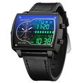 SANDA Herren Digitale Uhr Mode Freizeit Armbanduhr Stoßfest Leuchtende Stoppuhr Wecker Countdown Stahl Leder Uhr