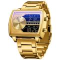 SANDA Herren Digitale Uhr Mode Freizeit Armbanduhr Stoßfest Leuchtende Stoppuhr Wecker Countdown Stahl Leder Uhr