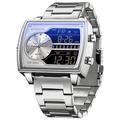 SANDA Herren Digitale Uhr Mode Freizeit Armbanduhr Stoßfest Leuchtende Stoppuhr Wecker Countdown Stahl Leder Uhr
