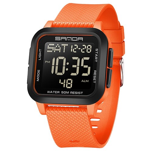 SANDA Männer Digitaluhr Sport Mode Casual Business Luminous Wecker Wasserdicht Dekoration TPU Uhr Image