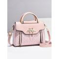 elegante borsa a tracolla beige da donna – design monogramma di lusso con ciondolo a cuore e manico superiore