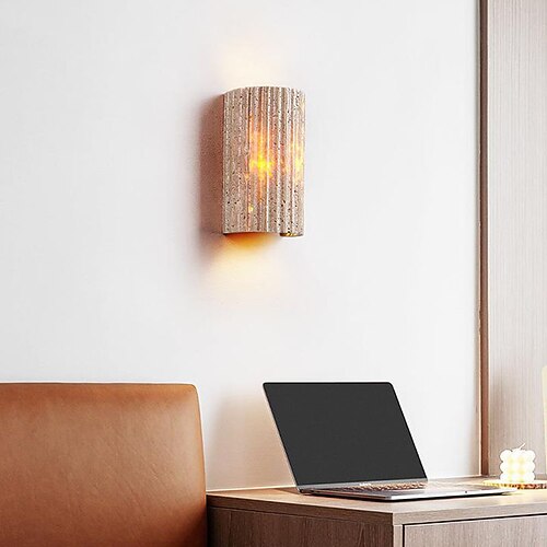 lampada da parete a led wabi-sabi travertino giallo mezzo cilindro luce d'atmosfera a led scala cortile retro balcone bagno travertino giallo 110-240v 10 w
