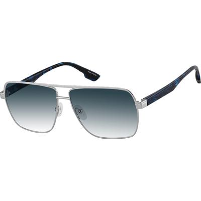 Zenni Men's Aviator Rx Sunglasses Silver Mixed Full Rim Frame