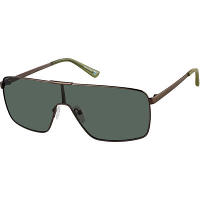 Zenni Men's Oval Sunglasses Brown Stainless Steel Full Rim Frame