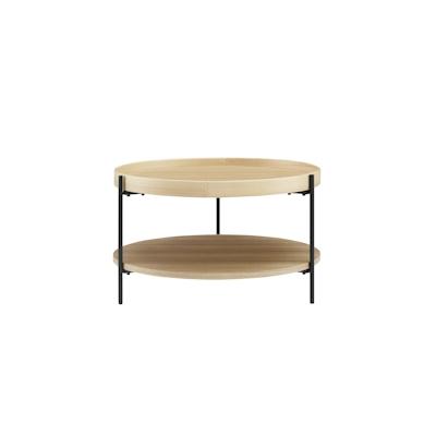 SalesFever Couchtisch Ø 69 cm | rund | mit 2 Ablageflächen | MDF mit Eschenholzfurnier | Metallgestell | B 69 x T 69 x H