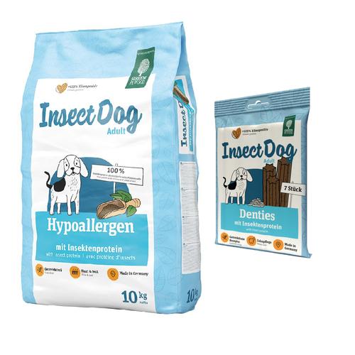 Kombi-Paket: 10 kg Green Petfood + 3 x 180 g InsectDog Denties - 10 kg InsectDog Sensitive + 3 x...