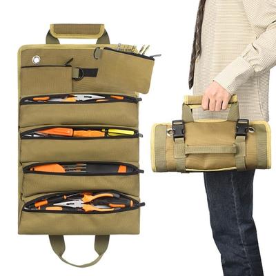 Heavy Duty Tool Roll Up Bag Multi-Purpose Oxford Roll-Up Tool Organizers For Carpenter, Plumber Wrench Organizers Mec