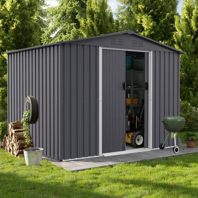 Outdoor Storage Shed Large Metal Tool Sheds, Heavy Duty Storage House with Sliding Doors with Air Vent for Backyard Patio Lawn