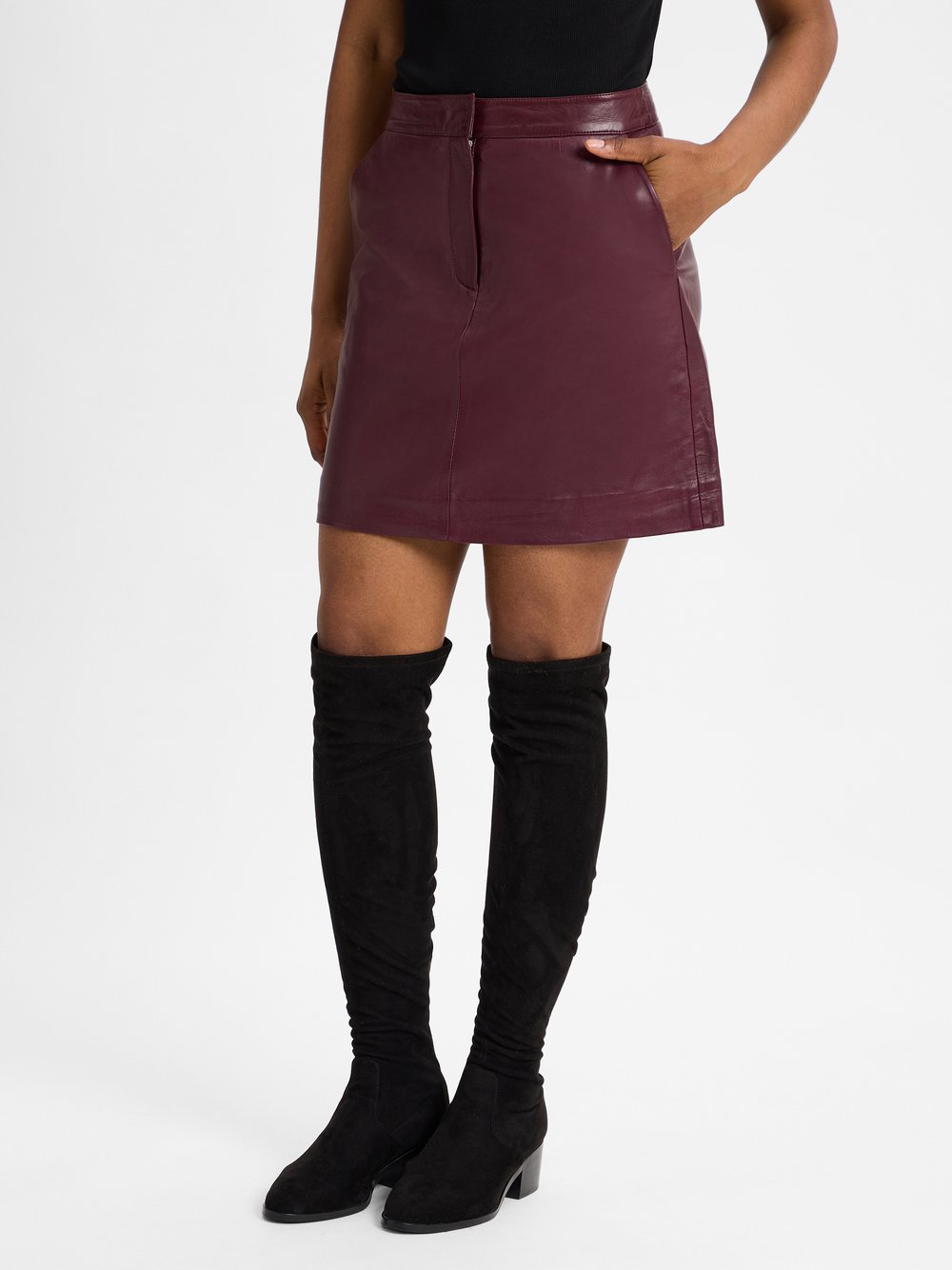 Y.A.S Lederrock Damen bordeaux, M