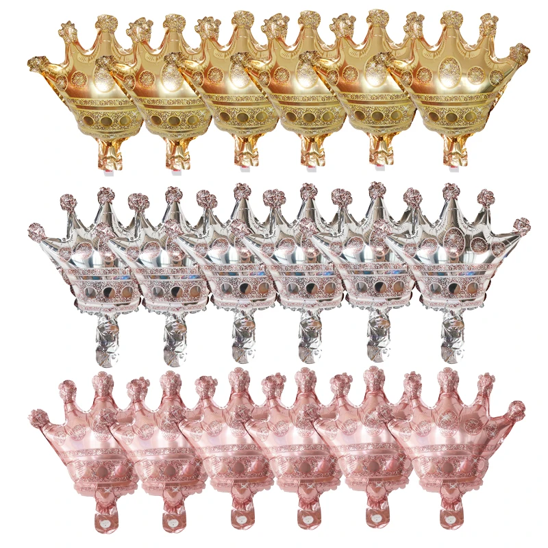18 Stück Mini-Krone aus Aluminiumfolie, goldfarbene Silberkrone für Prinzessin, Babyparty, Hochzeit, Geburtstag, Party, Dekorationszubehör Image