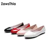 ZawsThia 2025, klassische Damen-Ballerinas, Schuhe, Damen-Loafer, zum Hineinschlüpfen, lässig, flach, Lackleder, PU-Leder, runde Zehen, große Größe 48, 52