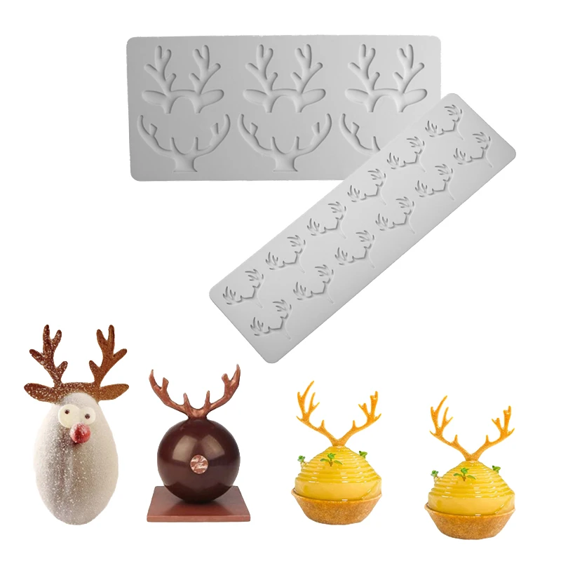 Hirschhorn Schneeflocken Design Weihnachtsdekoration Zucker Handwerk Schokolade Chips Formen Kuchen Backformen Silikon Spitzenmatte Image