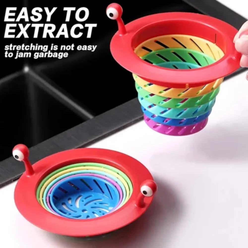 Kleines Monster Regenbogens ieb Anti-Clog Filter Mesh Sammler für Bad Waschbecken Boden Haar Fell fänger Küchen spüle Sieb Image