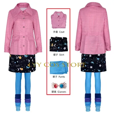 Magic School Hexe Cosplay Anime Luna Lovegood Cosplay Kostüm Mantel Rock Hosen Uniform Set Halloween Party Outfit für Frauen Kind Image
