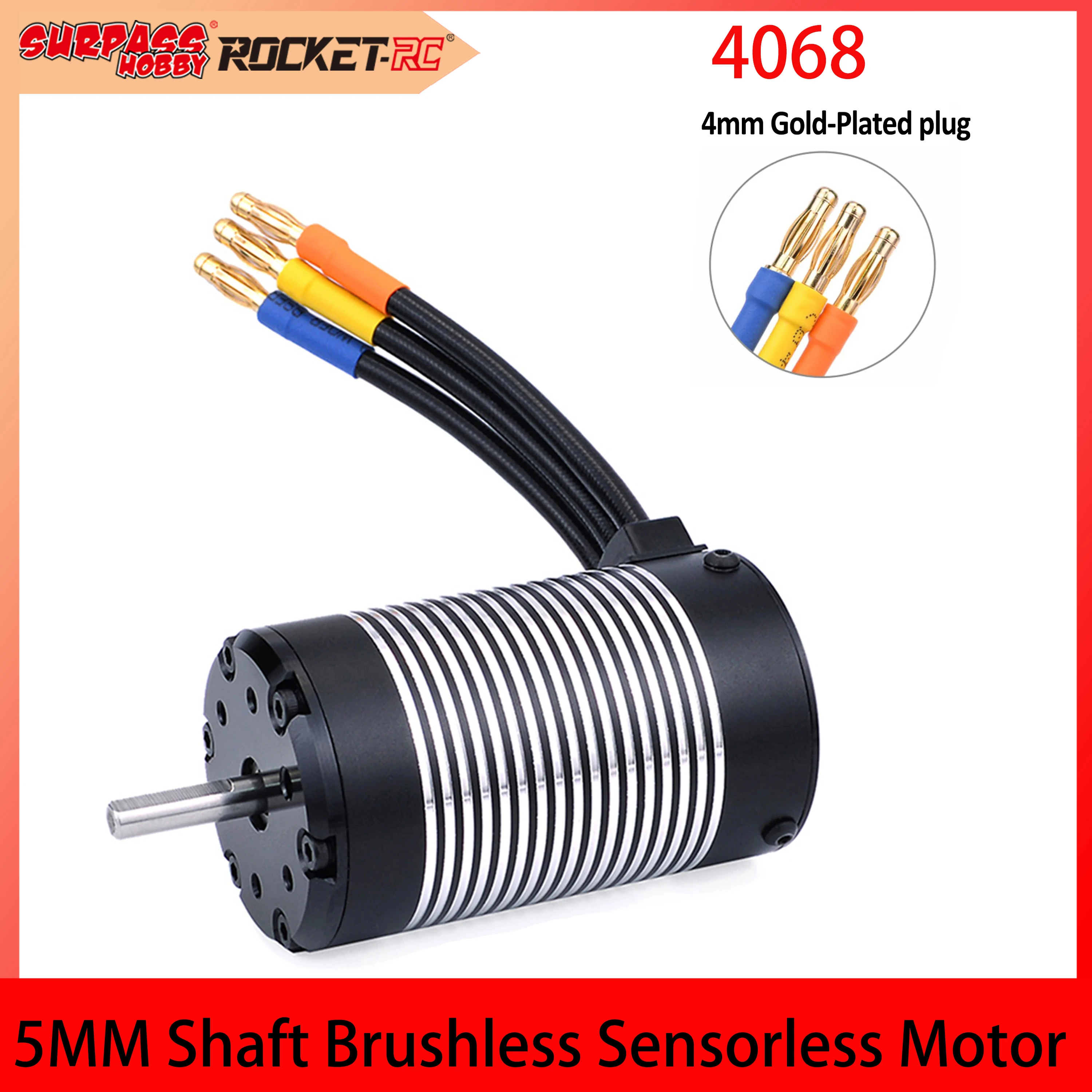 SURPASS HOBBY Rocket 4068 Wasserdichter Motor 1700KV 1900KV 2050KV 2650KV Bürstenloser Motor für Traxxas WLtoys 10428 12428 1/8 RC Car