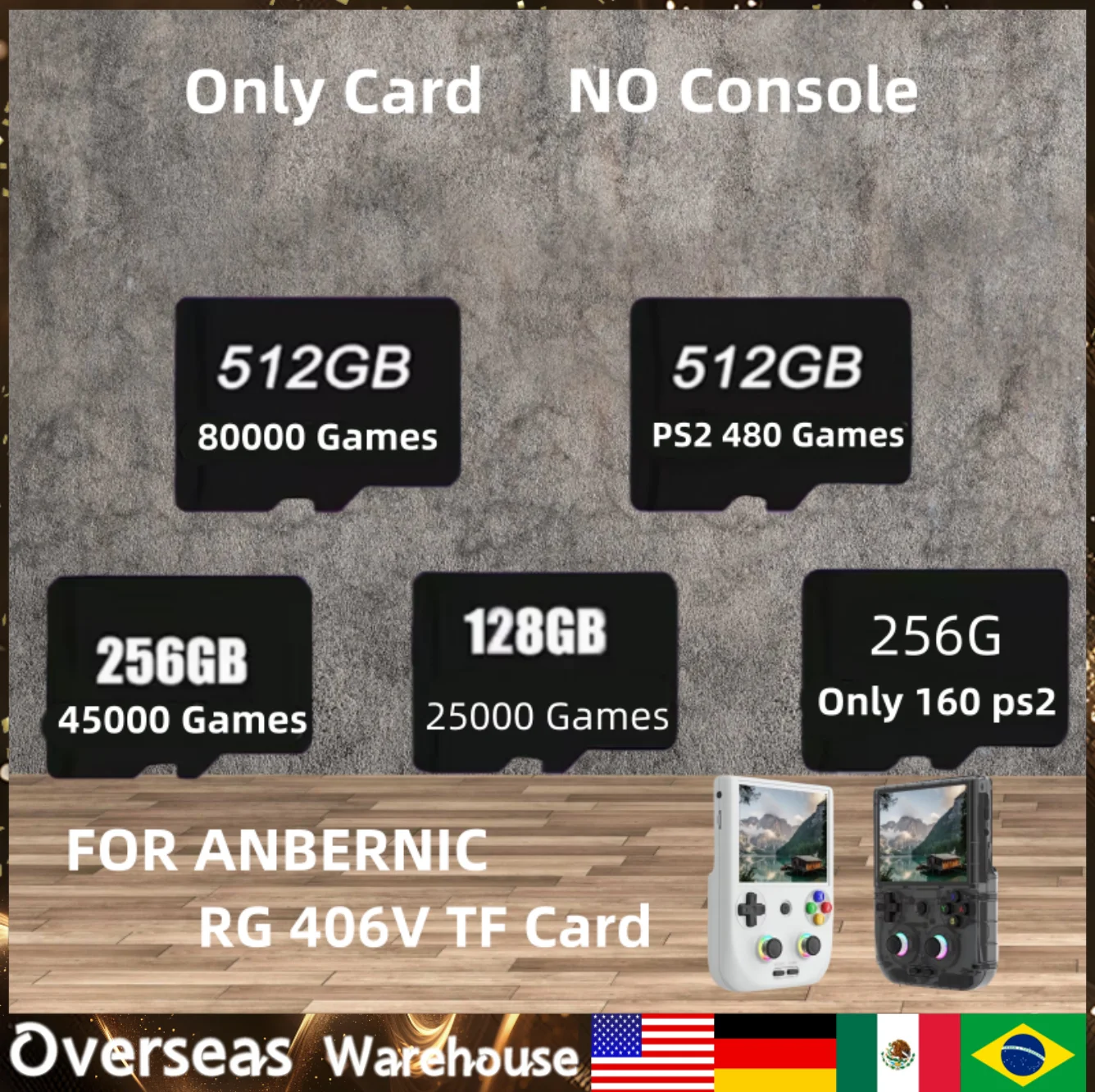 Für ANBERNIC RG406V TF Karte Videospielkonsolen PSP Spiele Speicherkarte 512G 80000 Spiele Karte PS2 Plug & Play Vorinstallieren Retro Image